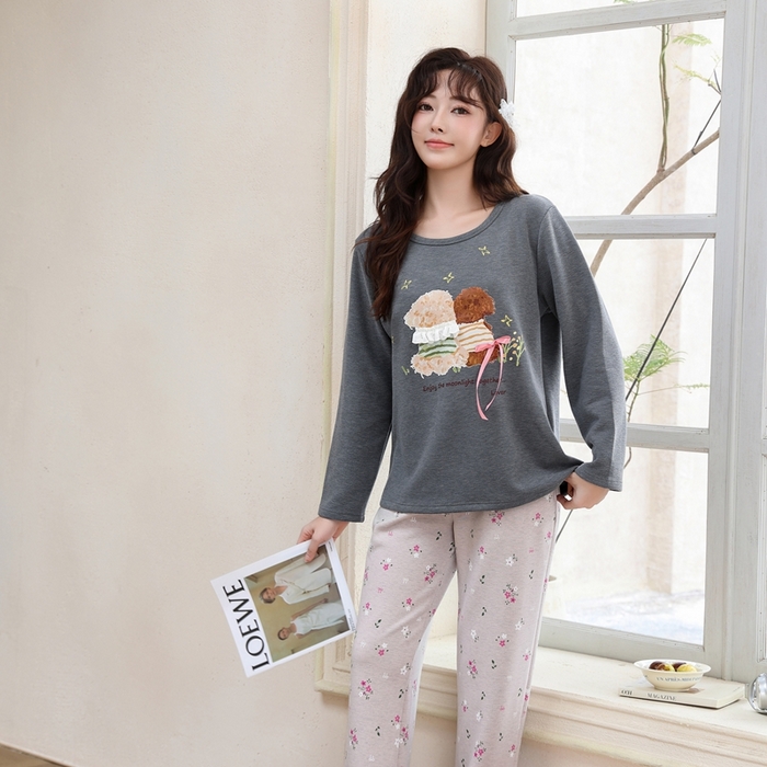 91家纺网 家纺一手货源 找家纺 洛兰沙家居馆 2025新款德绒绵竹加厚300克女款睡衣（圆领款） 259517