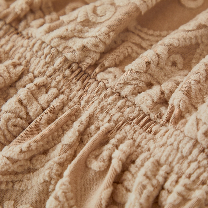 91家纺网 家纺一手货源 找家纺 逐日沙发套 2025新款提花裙摆沙发床套 裙摆沙发床套 欧艺-卡其