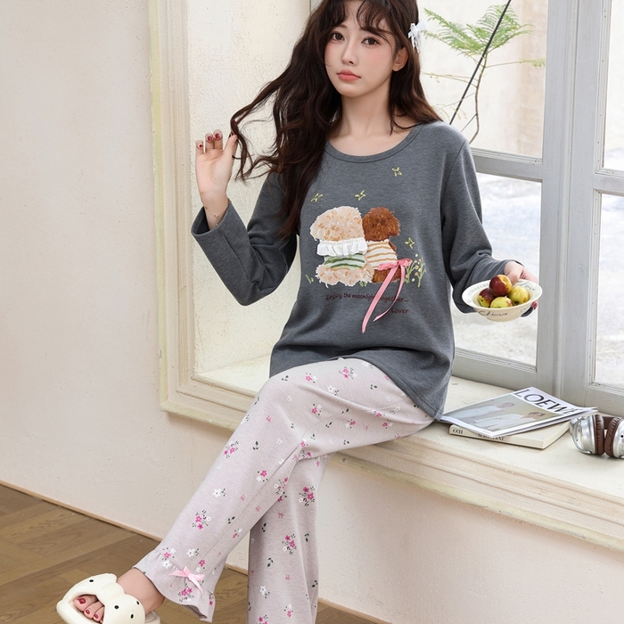 91家纺网 家纺一手货源 找家纺 洛兰沙家居馆 2025新款德绒绵竹加厚300克女款睡衣（圆领款） 259517