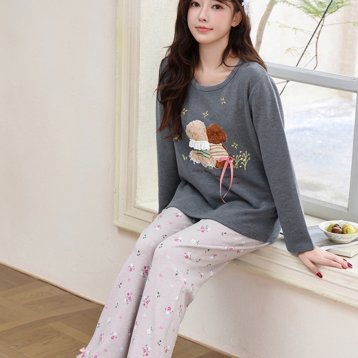 91家纺网 家纺一手货源 找家纺 洛兰沙家居馆 2025新款德绒绵竹加厚300克女款睡衣（圆领款） 259517