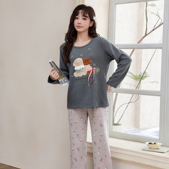 91家纺网 家纺一手货源 找家纺 洛兰沙家居馆 2025新款德绒绵竹加厚300克女款睡衣（圆领款） 259517