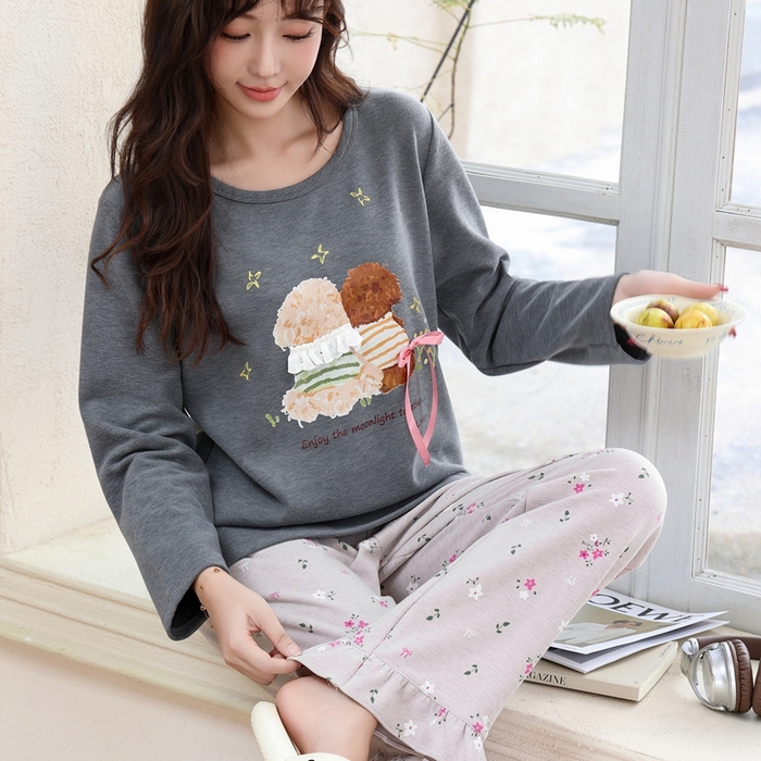 91家纺网 家纺一手货源 找家纺 洛兰沙家居馆 2025新款德绒绵竹加厚300克女款睡衣（圆领款） 259517