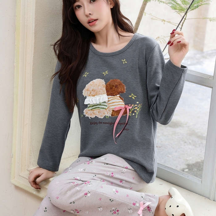 91家纺网 家纺一手货源 找家纺 洛兰沙家居馆 2025新款德绒绵竹加厚300克女款睡衣（圆领款） 259517