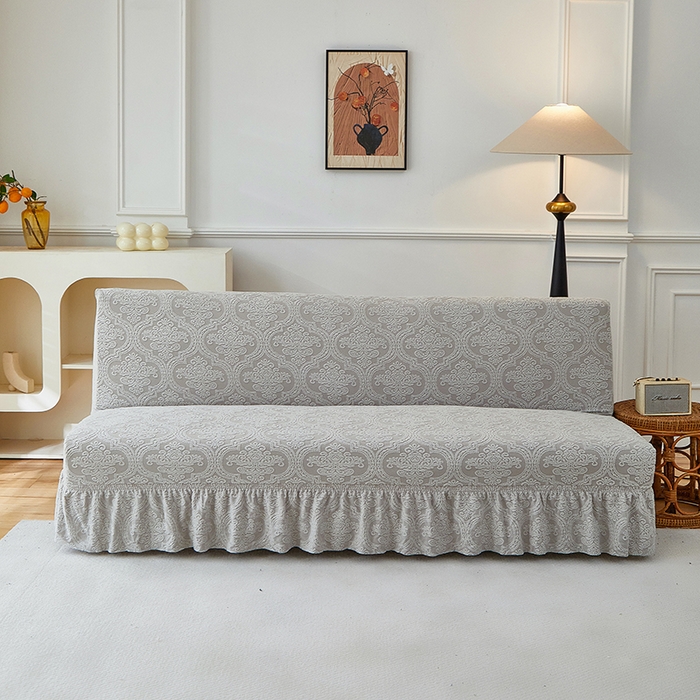 逐日沙发套 2025新款提花裙摆沙发床套 裙摆沙发床套 欧艺-浅灰
