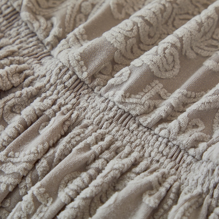 91家纺网 家纺一手货源 找家纺 逐日沙发套 2025新款提花裙摆沙发床套 裙摆沙发床套 欧艺-浅灰