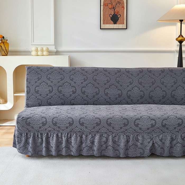 91家纺网 家纺一手货源 找家纺 逐日沙发套 2025新款提花裙摆沙发床套 裙摆沙发床套 欧艺-深灰