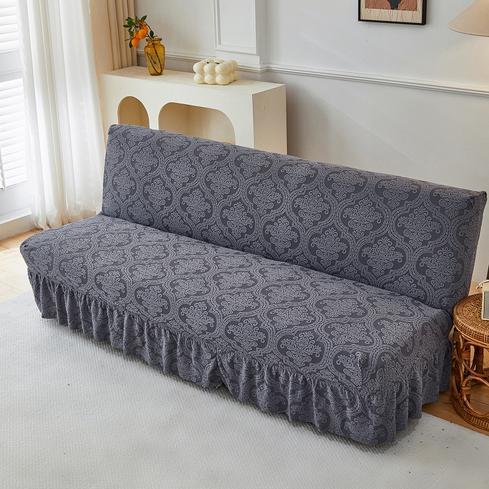 91家纺网 家纺一手货源 找家纺 逐日沙发套 2025新款提花裙摆沙发床套 裙摆沙发床套 欧艺-深灰