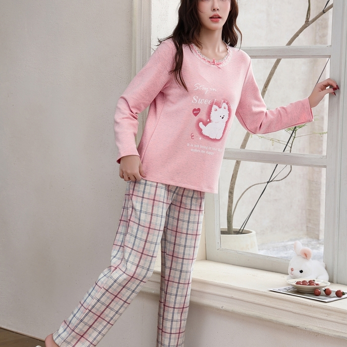 91家纺网 家纺一手货源 找家纺 洛兰沙家居馆 2025新款德绒绵竹加厚300克女款睡衣（圆领款） 259519