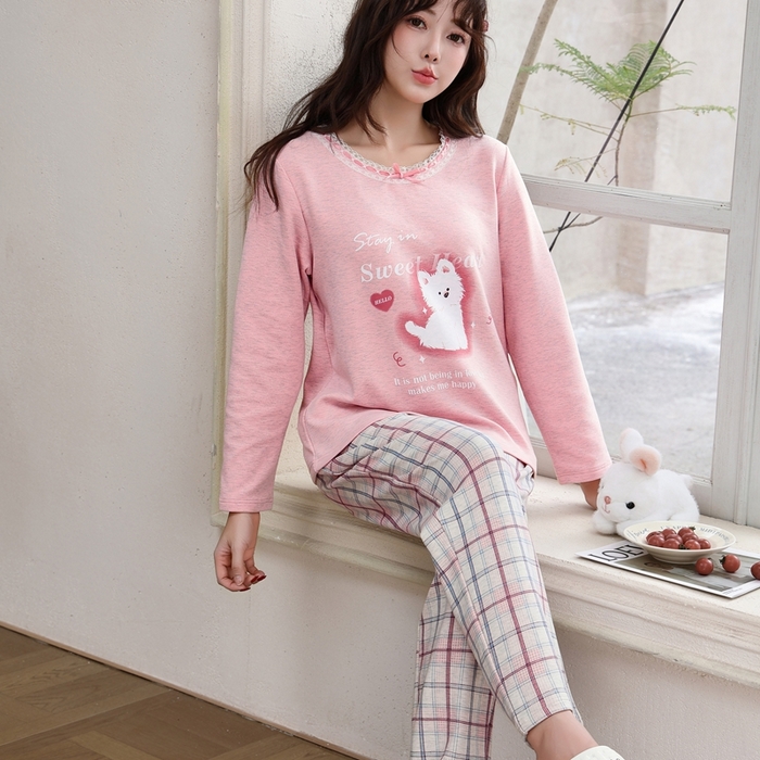 91家纺网 家纺一手货源 找家纺 洛兰沙家居馆 2025新款德绒绵竹加厚300克女款睡衣（圆领款） 259519