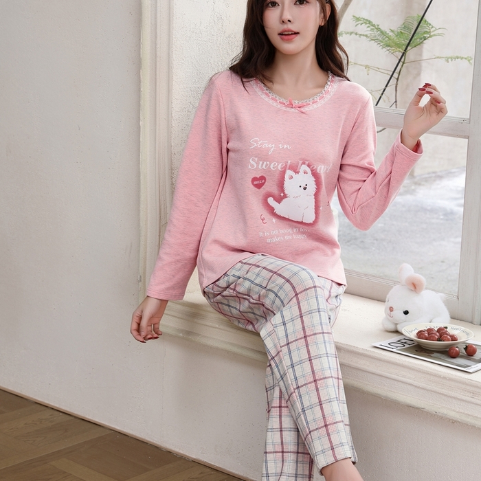 91家纺网 家纺一手货源 找家纺 洛兰沙家居馆 2025新款德绒绵竹加厚300克女款睡衣（圆领款） 259519