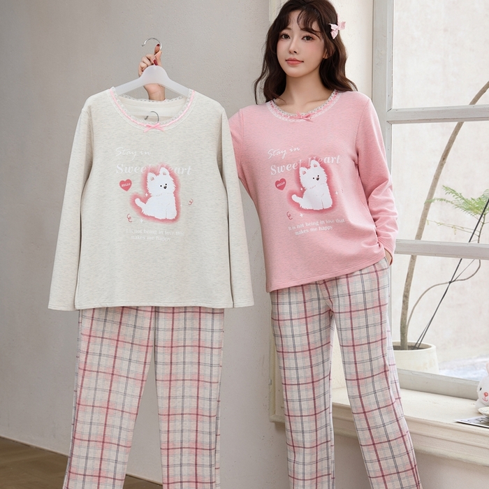 91家纺网 家纺一手货源 找家纺 洛兰沙家居馆 2025新款德绒绵竹加厚300克女款睡衣（圆领款） 259519