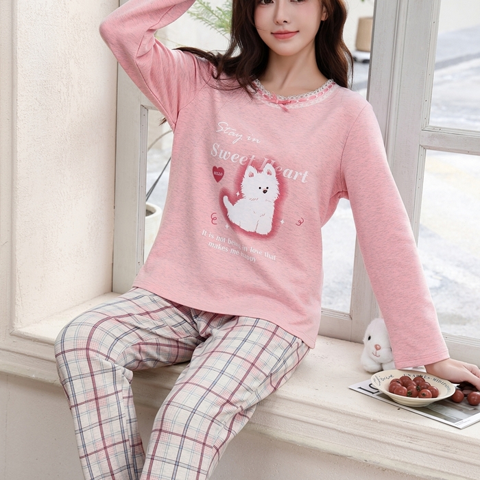 91家纺网 家纺一手货源 找家纺 洛兰沙家居馆 2025新款德绒绵竹加厚300克女款睡衣（圆领款） 259519