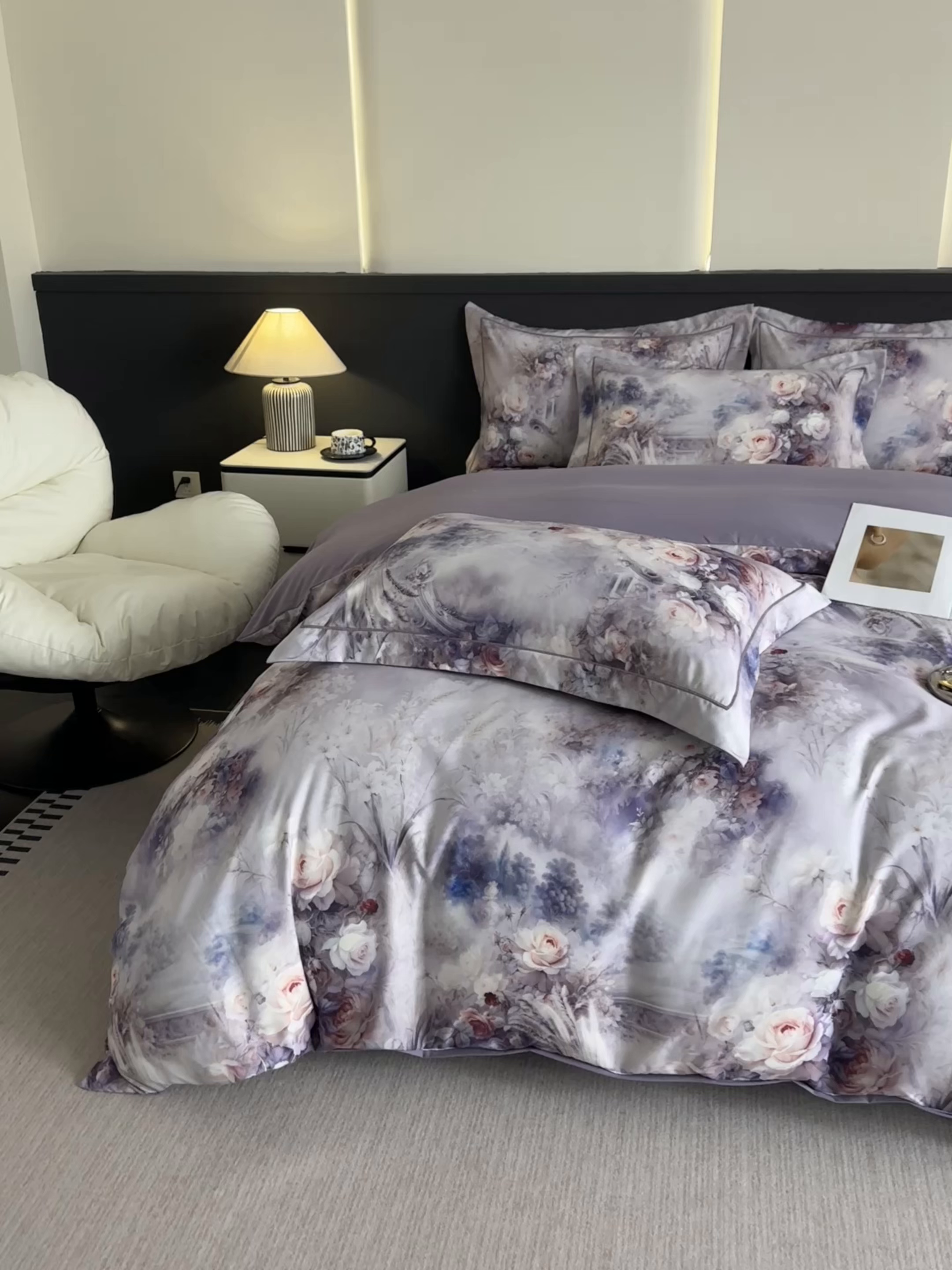 91家纺网 家纺一手货源 找家纺 棠颂家纺 2025新款A类锦棉缎陶瓷磨毛数码印花四件套（礼盒款） 枕霞