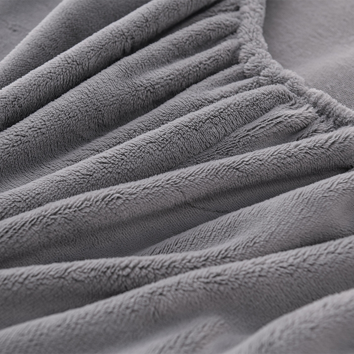 91家纺网 家纺一手货源 找家纺 优家居 2025新款纯色韩版花边牛奶绒床裙床罩加厚直播外贸可定做 盛世-银灰