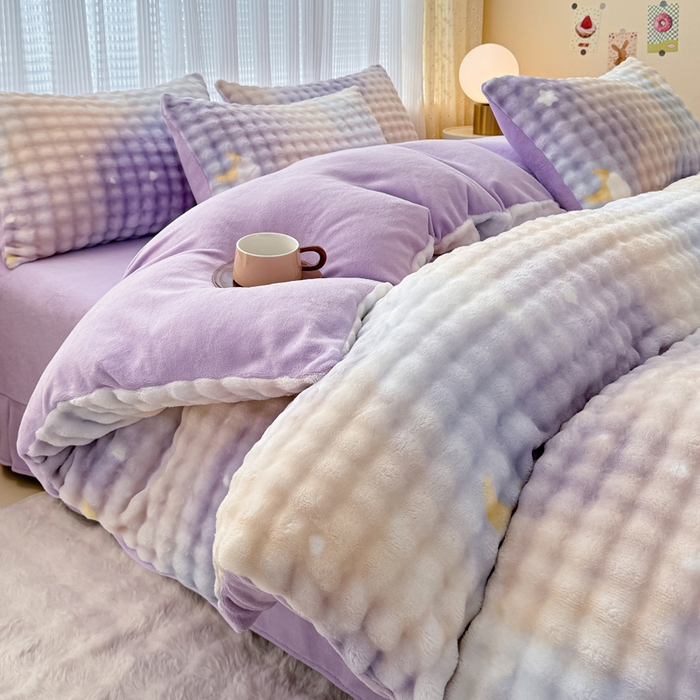 91家纺网 家纺一手货源 找家纺 （总）小叮当家纺仓储工厂店 2025新款印花兔兔绒牛奶绒大泡泡四件套