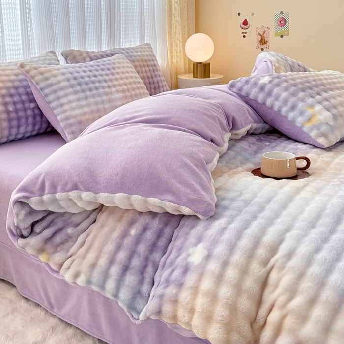 91家纺网 家纺一手货源 找家纺 （总）小叮当家纺仓储工厂店 2025新款印花兔兔绒牛奶绒大泡泡四件套