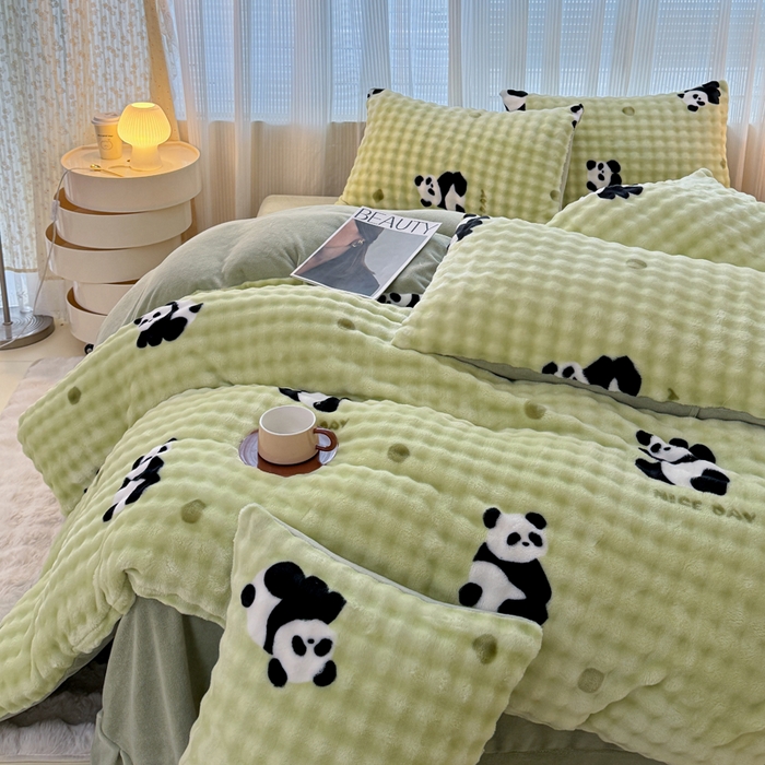 91家纺网 家纺一手货源 找家纺 小叮当家纺仓储工厂店 2025新款印花兔兔绒牛奶绒大泡泡四件套 大泡泡-萌宝