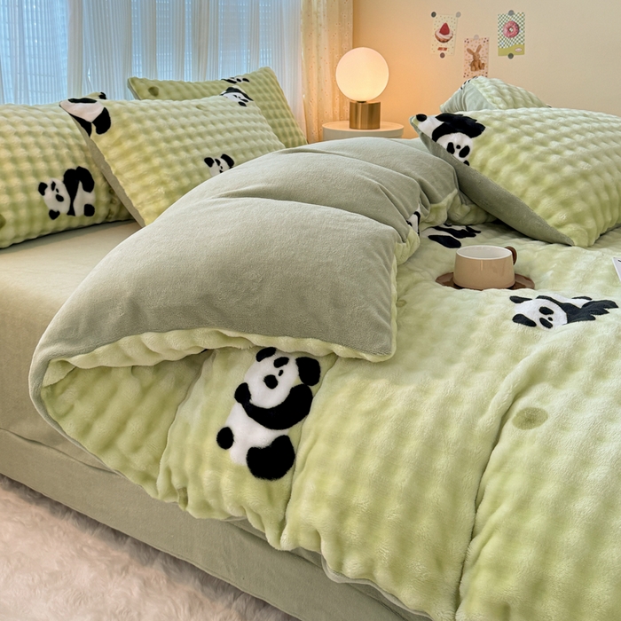 91家纺网 家纺一手货源 找家纺 小叮当家纺仓储工厂店 2025新款印花兔兔绒牛奶绒大泡泡四件套 大泡泡-萌宝