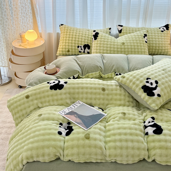 91家纺网 家纺一手货源 找家纺 小叮当家纺仓储工厂店 2025新款印花兔兔绒牛奶绒大泡泡四件套 大泡泡-萌宝