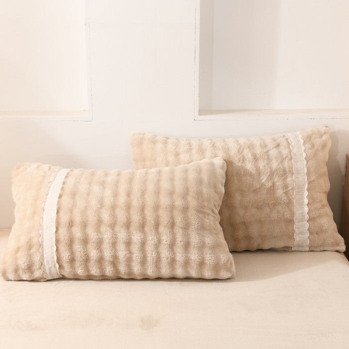 91家纺网 家纺一手货源 找家纺 米瑞娜 2025新款泡泡绒四件套 泡泡-卡其