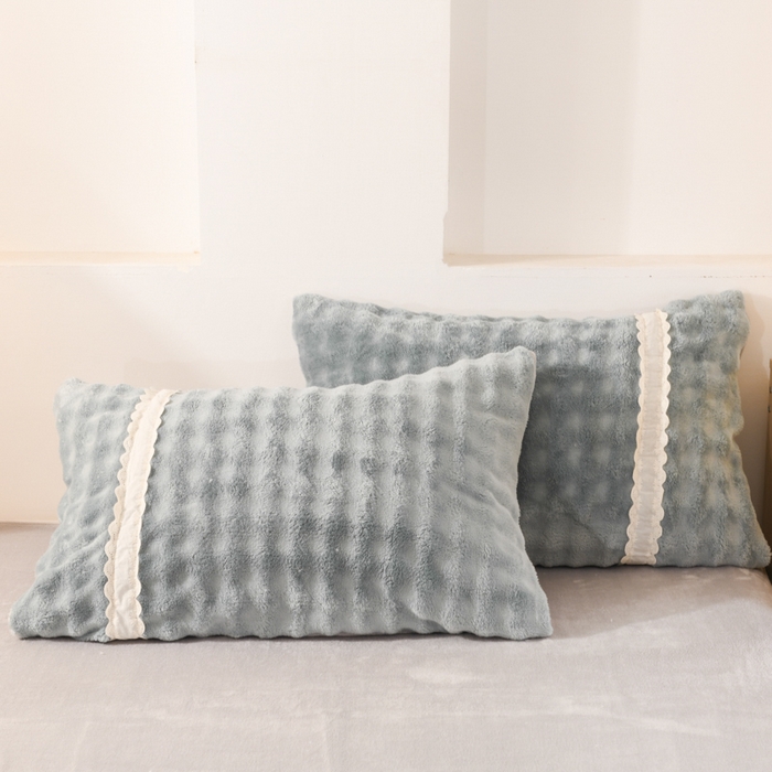 91家纺网 家纺一手货源 找家纺 米瑞娜 2025新款泡泡绒四件套 泡泡-绿灰