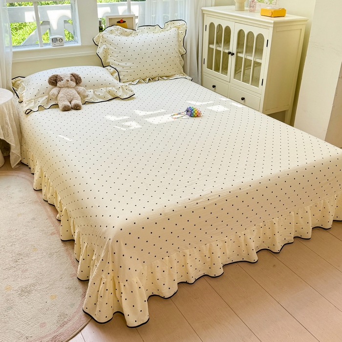 91家纺网 家纺一手货源 找家纺 （总）麋兔 2025新款双层纱毛巾绣花边四件套