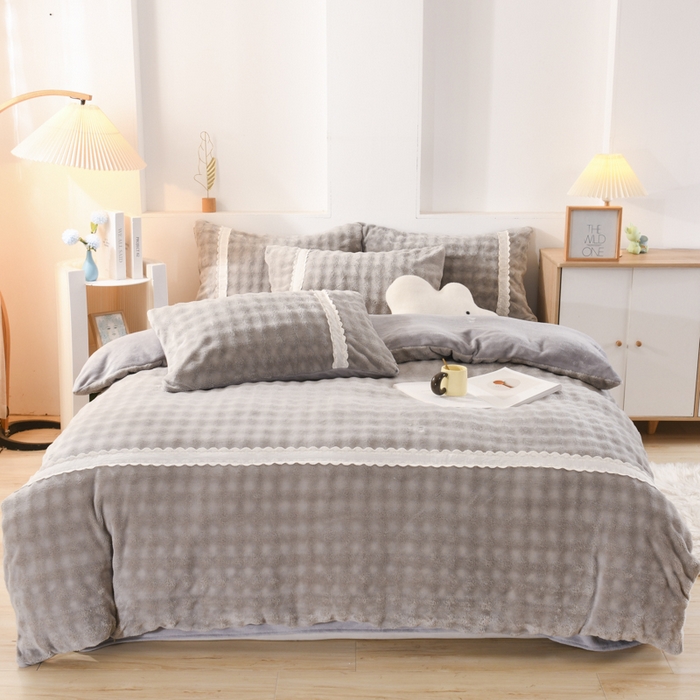 米瑞娜 2025新款泡泡绒四件套 泡泡-浅灰