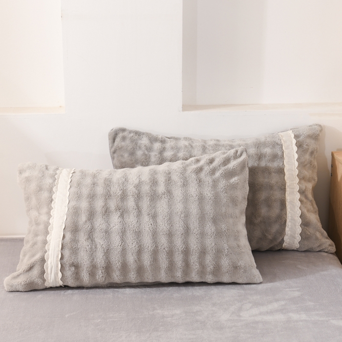 91家纺网 家纺一手货源 找家纺 米瑞娜 2025新款泡泡绒四件套 泡泡-浅灰