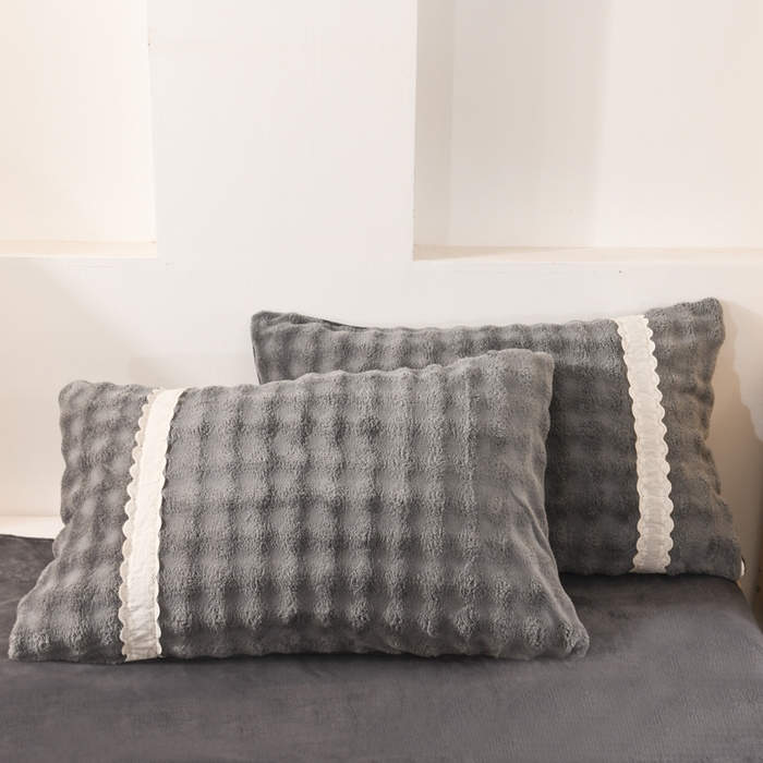 91家纺网 家纺一手货源 找家纺 米瑞娜 2025新款泡泡绒四件套 泡泡-深灰