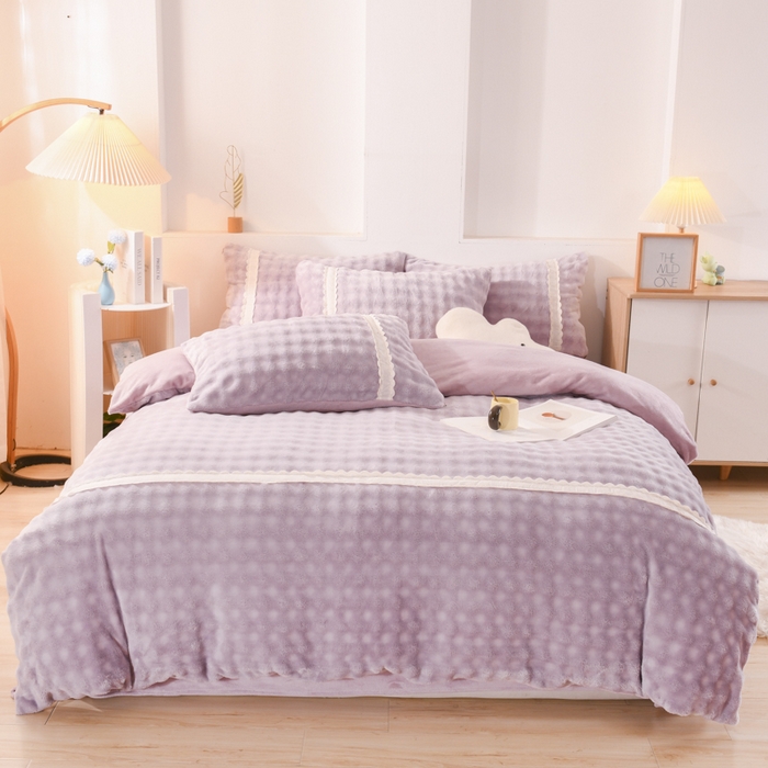 米瑞娜 2025新款泡泡绒四件套 泡泡-香芋紫