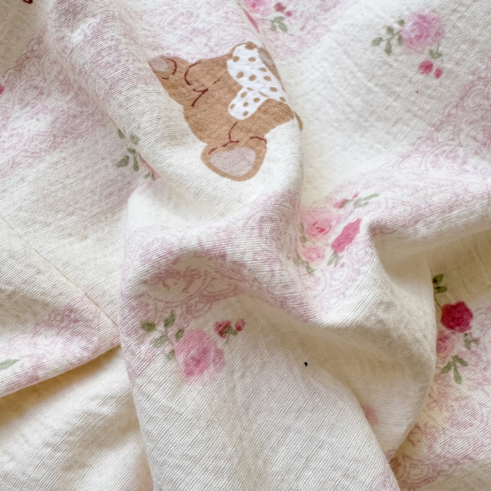 91家纺网 家纺一手货源 找家纺 麋兔 2025新款双层纱毛巾绣花边四件套 欢乐公主