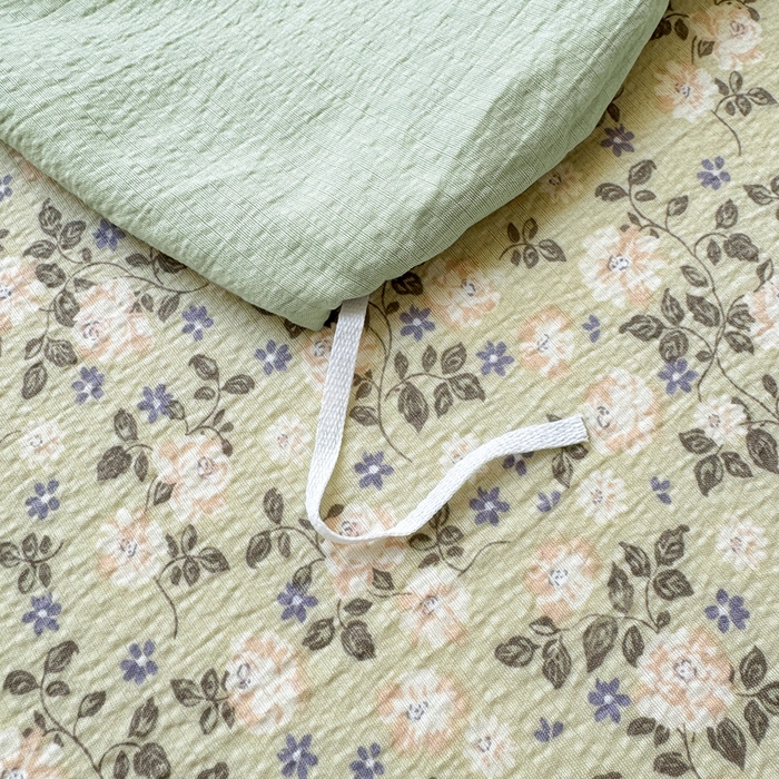 91家纺网 家纺一手货源 找家纺 麋兔 2025新款双层纱毛巾绣花边四件套 恐龙