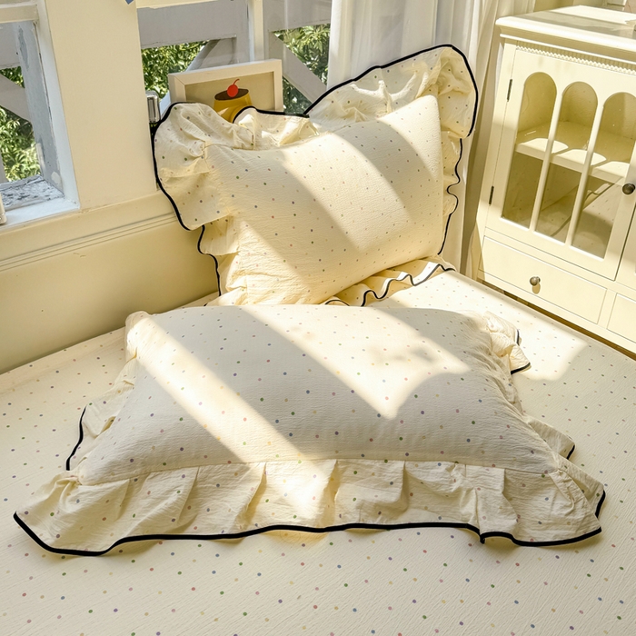 91家纺网 家纺一手货源 找家纺 麋兔 2025新款双层纱毛巾绣花边四件套 熊熊小队