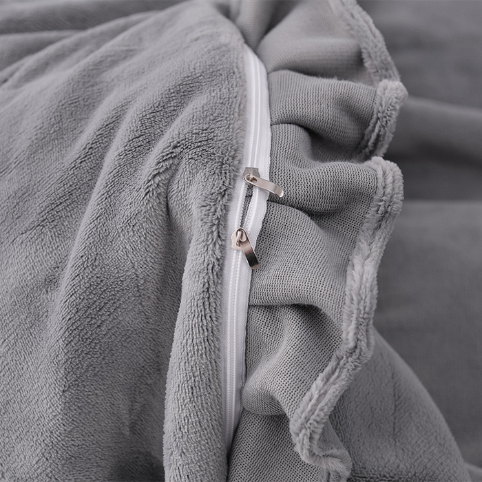 91家纺网 家纺一手货源 找家纺 优家居 2025新款纯色韩版牛奶绒花边床裙床笠四件套单件被套直播爆款 盛世-银灰