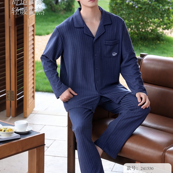 91家纺网 家纺一手货源 找家纺 （总）洛兰沙家居馆 2025新款德绒绵竹加厚300克情侣睡衣男女款睡衣（翻领）