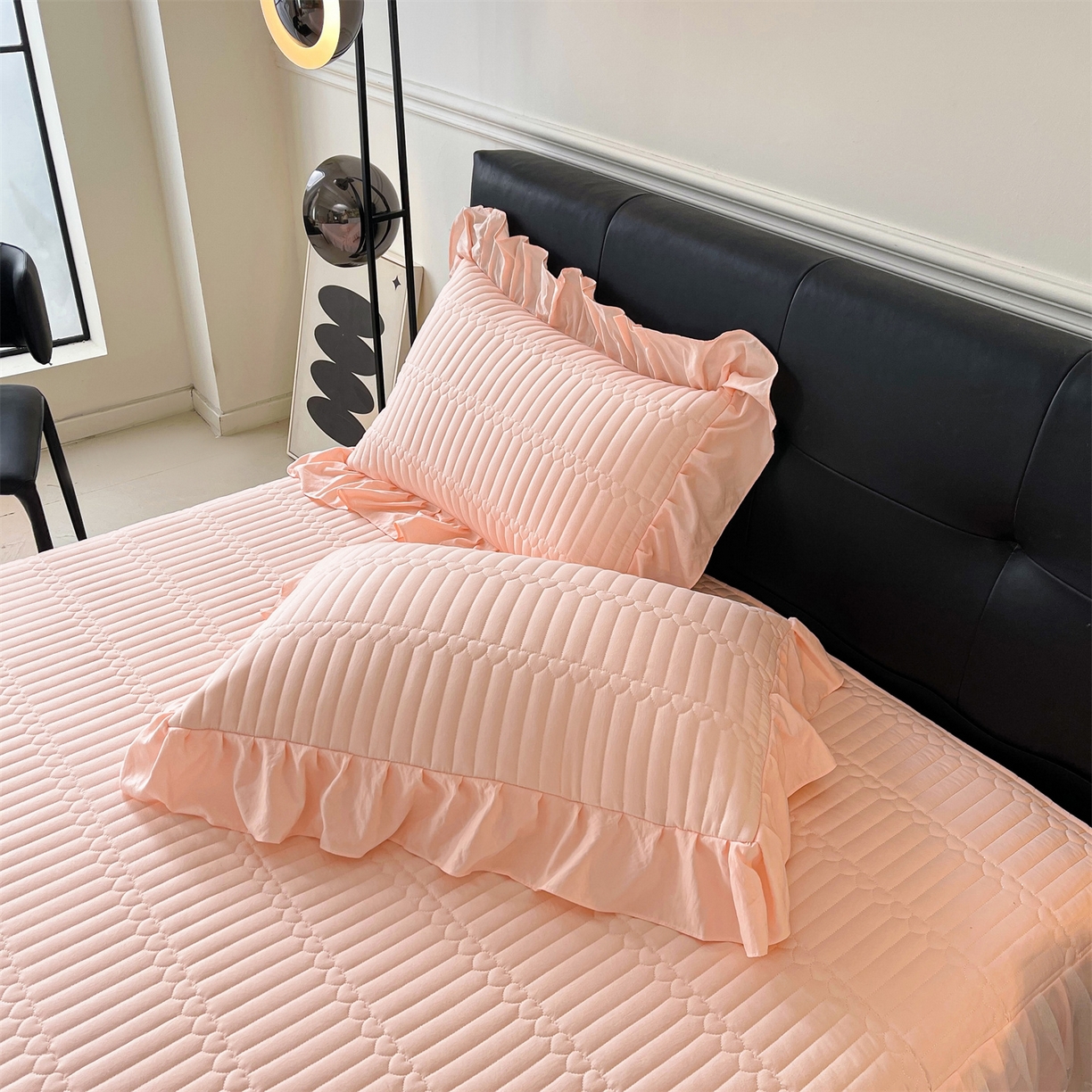 91家纺网 家纺一手货源 找家纺 （总）好儿喜家纺 2025新款A类水洗棉床裙三件套-安妮系列