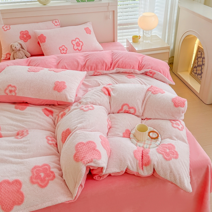 91家纺网 家纺一手货源 找家纺 小叮当家纺仓储工厂店 2025新款舒棉绒提花绣花四件套 舒棉绒提花-繁花