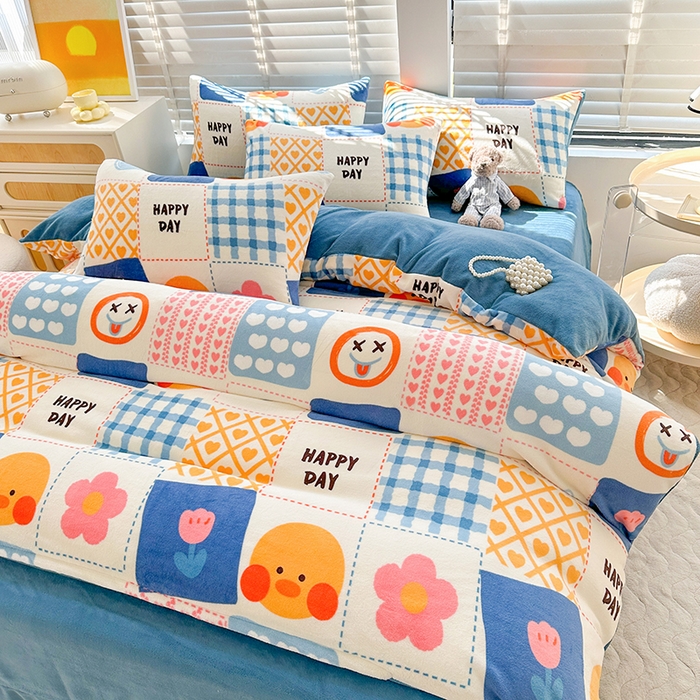 91家纺网 家纺一手货源 找家纺 （总）斯卡诺家纺 2025小清新加厚高克重牛奶绒四件套网红直播爆款