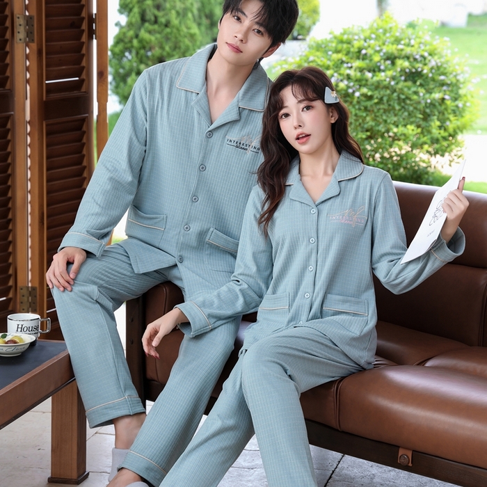 91家纺网 家纺一手货源 找家纺 （总）洛兰沙家居馆 2025新款德绒绵竹加厚300克情侣睡衣男女款睡衣（翻领）