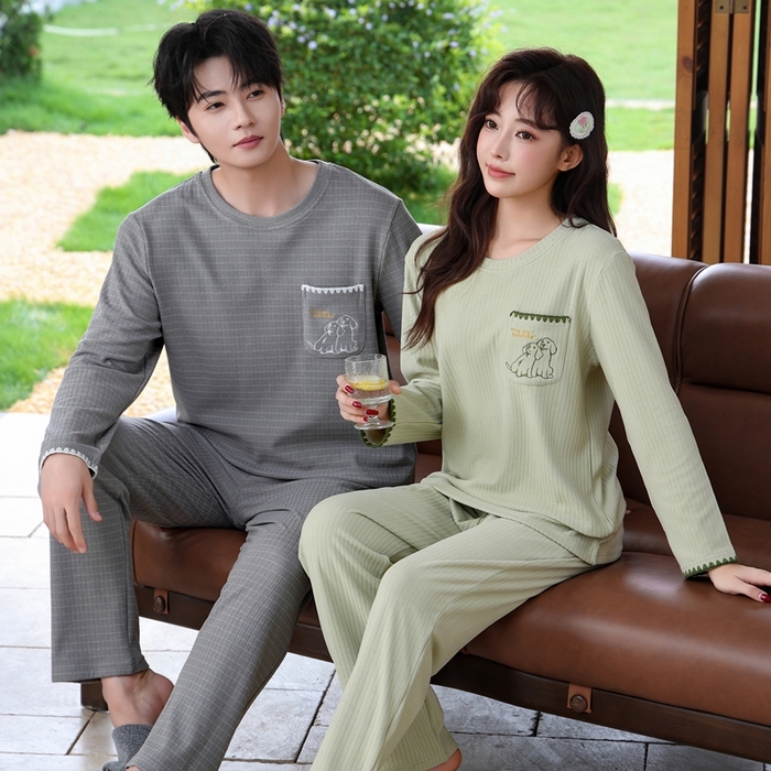 91家纺网 家纺一手货源 找家纺 （总）洛兰沙家居馆 2025新款德绒绵竹加厚300克情侣睡衣男女款睡衣（翻领）