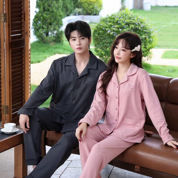 91家纺网 家纺一手货源 找家纺 （总）洛兰沙家居馆 2025新款德绒绵竹加厚300克情侣睡衣男女款睡衣（翻领）