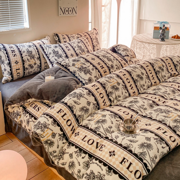 91家纺网 家纺一手货源 找家纺 （总）斯卡诺家纺 2025小清新加厚高克重牛奶绒四件套网红直播爆款