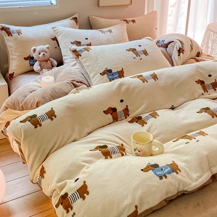 91家纺网 家纺一手货源 找家纺 （总）斯卡诺家纺 2025小清新加厚高克重牛奶绒四件套网红直播爆款