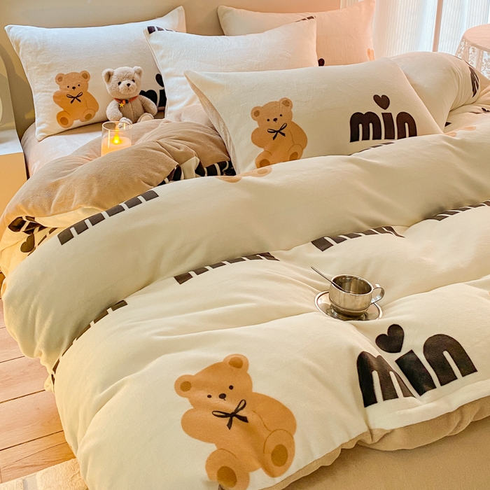 91家纺网 家纺一手货源 找家纺 （总）斯卡诺家纺 2025小清新加厚高克重牛奶绒四件套网红直播爆款