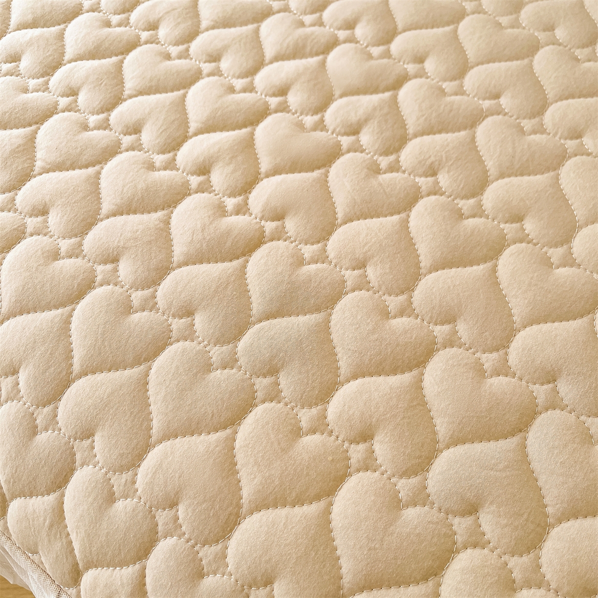 91家纺网 家纺一手货源 找家纺 好儿喜家纺 2025新款A类水洗棉床裙三件套-心语系列 心语-香槟