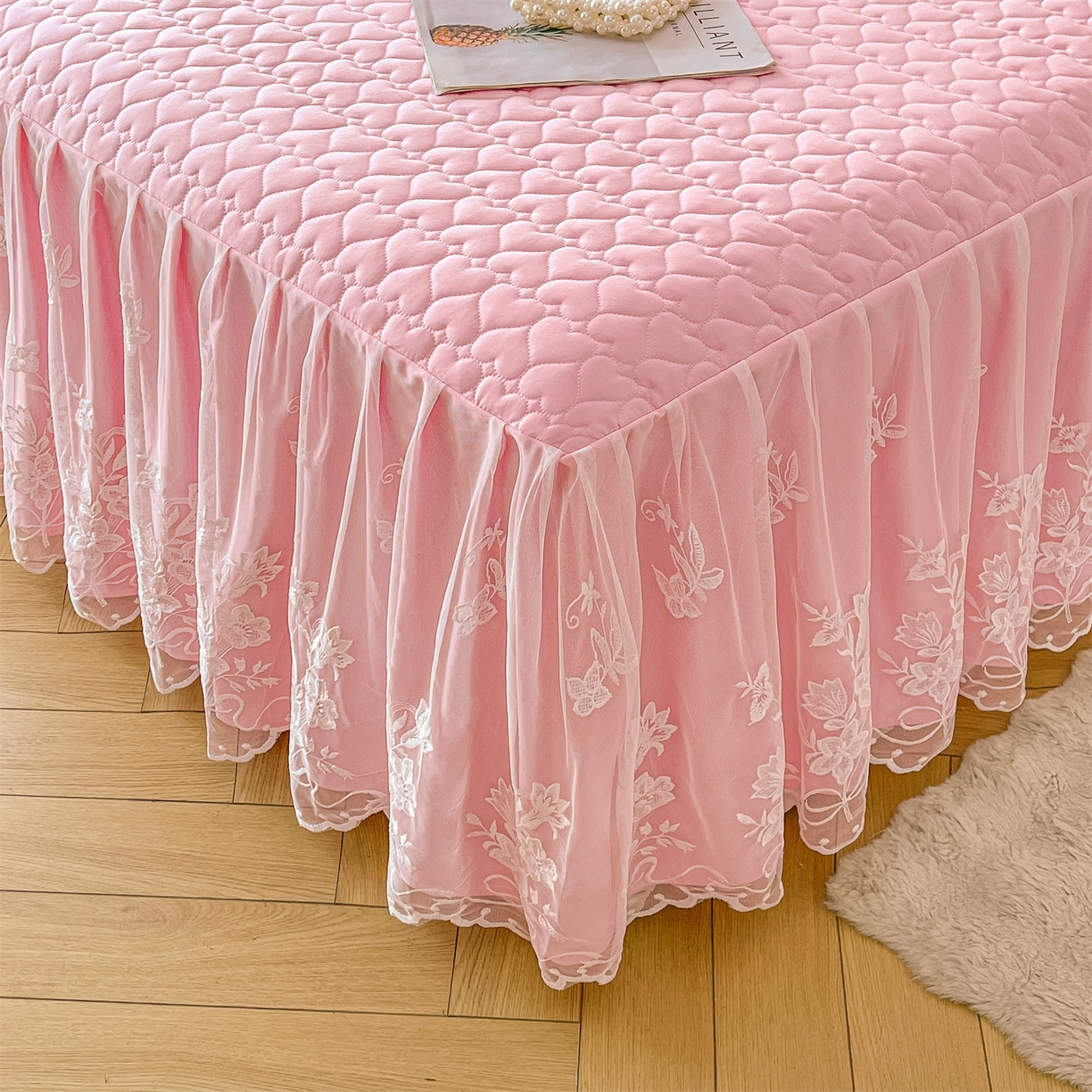 91家纺网 家纺一手货源 找家纺 （总）好儿喜家纺 2025新款A类水洗棉床裙三件套-心语系列