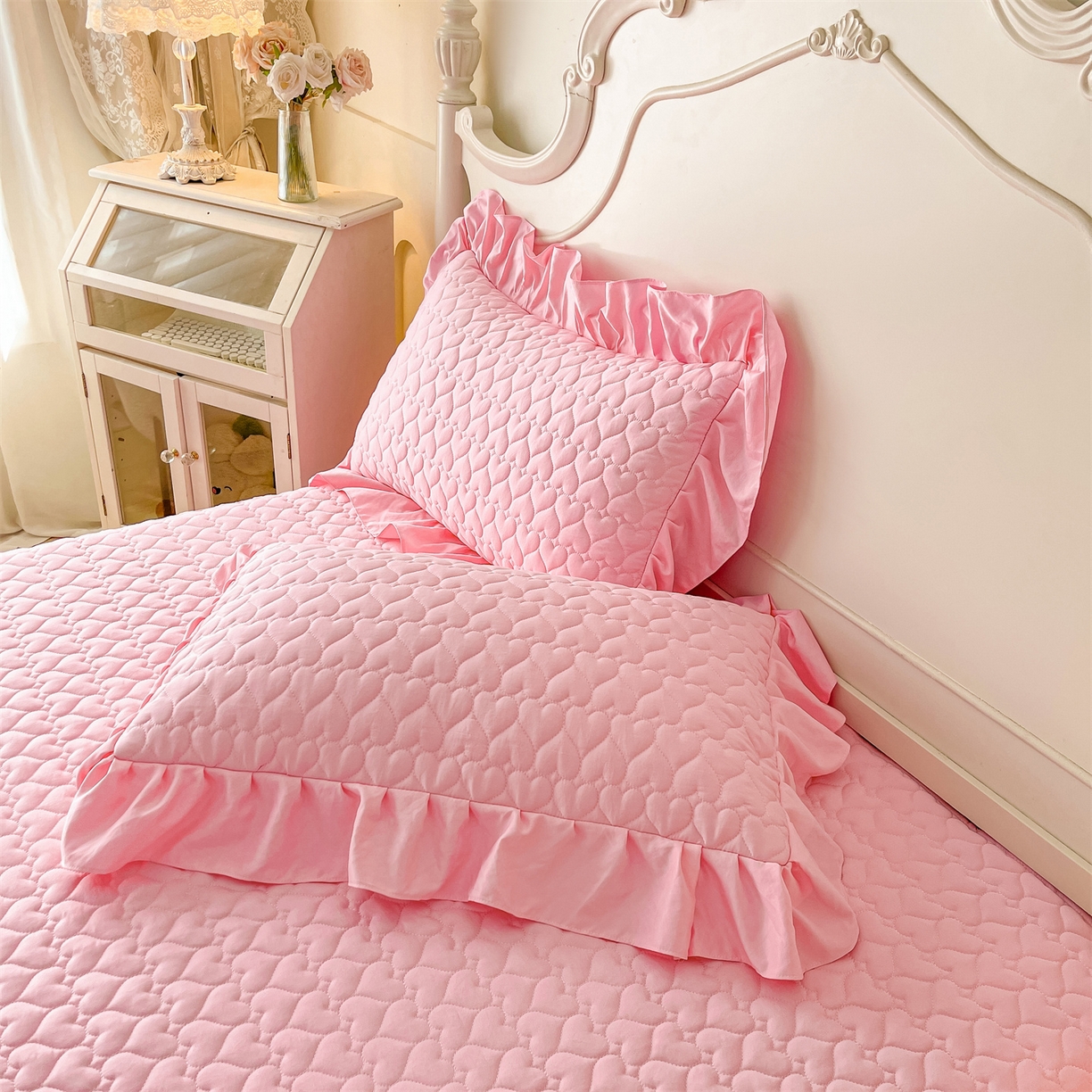 91家纺网 家纺一手货源 找家纺 （总）好儿喜家纺 2025新款A类水洗棉床裙三件套-心语系列