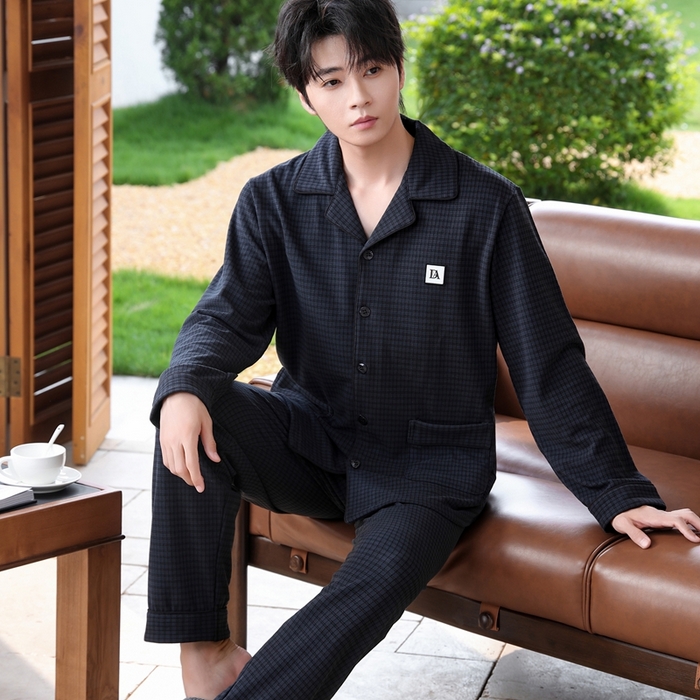 91家纺网 家纺一手货源 找家纺 洛兰沙家居馆 2025新款德绒绵竹加厚300克情侣睡衣男女款睡衣（翻领） 251602-1（男款）