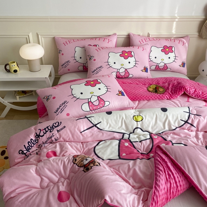 91家纺网 家纺一手货源 找家纺 一电 跨境电商可真空儿童豆豆被幼儿园秋冬被芯宝宝婴儿午睡小盖被盖毯小宝宝四季通用 萌萌KT