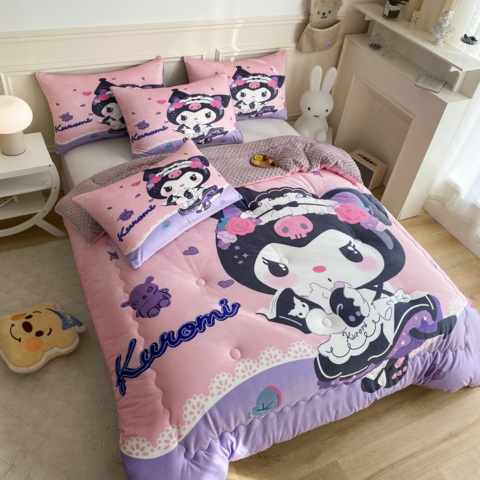 91家纺网 家纺一手货源 找家纺 一电 跨境电商可真空儿童豆豆被幼儿园秋冬被芯宝宝婴儿午睡小盖被盖毯小宝宝四季通用 库洛米公主